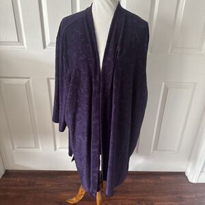 Catherines Anywhere Womens Open Cardigan Plus 5X Purple Burnout Paisley Travel